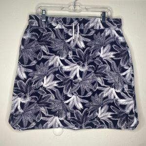 Talbots Skirt Women’s Size Large Blue White Palm Floral Print With Pockets